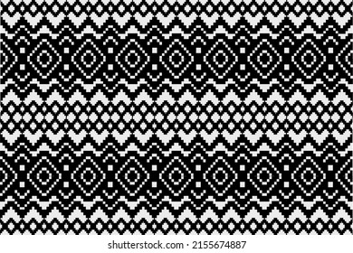 Geometric art seamless patter design for decoration background,carpet,wallpaper,clothing,wrapping,batik,fabric,vector illustration. Style white black ,star heart shape modern ,square,