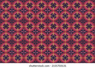 Geometric art seamless patter design for decoration background,carpet,wallpaper,clothing,wrapping,batik,fabric,vector illustration. Style red yellow  black ,star circle flower  shape modern ,square,