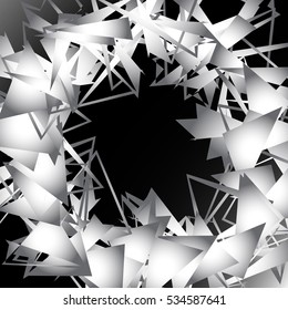 Geometric art with shaded edgy random shapes. Shattered rough texture, artistic pattern