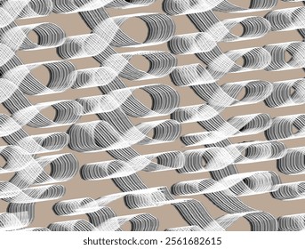 geometric artistic art  seamless vector floral pattern. brown beige white cream colors background. hand drawn illustration.