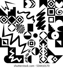 Geometric artistic pattern. Decorative black and white artistic ornament. Geometric background