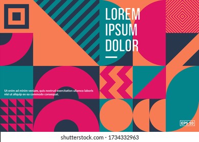 Geometric artwork background with simple shape and figure. Swiss modernism. Eps10 vector.