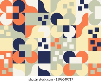 Geometric artwork design with simple shapes and figures. Abstract pattern graphics with geometrical forms and elements. Perfect for web banner, business presentation, branding package, fabric print.