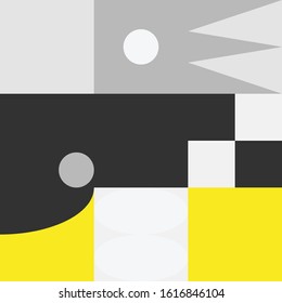 Geometric artwork design with simple shapes and figures. Abstract pattern graphics with geometrical forms and elements. Perfect for web banner, business presentation, branding package, fabric print.