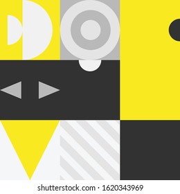 Geometric artwork design with simple shapes and figures. Abstract pattern graphics with geometrical forms and elements. Perfect for web banner, business presentation, branding package, fabric print.