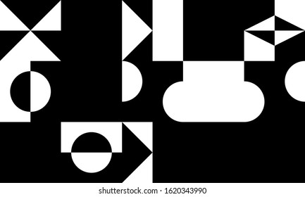 Geometric artwork design with simple shapes and figures. Abstract pattern graphics with geometrical forms and elements. Perfect for web banner, business presentation, branding package, fabric print.