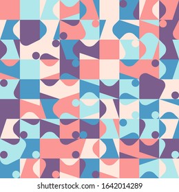Geometric artwork design with simple shapes and figures. Abstract pattern graphics with geometrical forms and elements. Perfect for web banner, business presentation, branding package, fabric print.