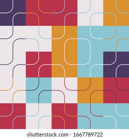 Diseño de ilustraciones geométricas con formas y figuras simples. Gráficos de patrones abstractos con formas y elementos geométricos. Perfecto para banner web, presentación de negocios, paquete de marca, impresión de tela.