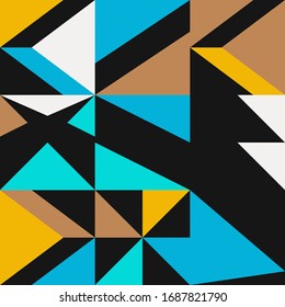 Geometric artwork design with simple shapes and figures. Abstract pattern graphics with geometrical forms and elements. Perfect for web banner, business presentation, branding package, fabric print.