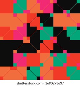Geometric artwork design with simple shapes and figures. Abstract pattern graphics with geometrical forms and elements. Perfect for web banner, business presentation, branding package, fabric print.