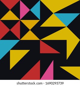 Geometric artwork design with simple shapes and figures. Abstract pattern graphics with geometrical forms and elements. Perfect for web banner, business presentation, branding package, fabric print.
