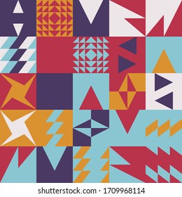 Geometrisches Kunstwerk mit einfachen Formen und Figuren. Abstrakte Mustergrafiken mit geometrischen Formen und Elementen. Perfekt für Web-Banner, Business-Präsentation, Branding-Paket, Stoffdruck.