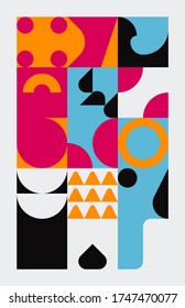 Diseño de arte geométrico con formas y figuras simples. Gráficos de patrones abstractos con formas y elementos geométricos. Perfecto para banner web, presentación de negocios, paquete de marca, impresión de tela.
