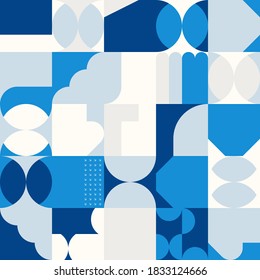 Geometrisches Kunstwerk mit einfachen Formen und Figuren. Abstrakte Mustergrafiken mit geometrischen Formen und Elementen. Perfekt für Web-Banner, Business-Präsentation, Branding-Paket, Stoffdruck.