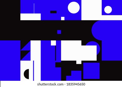 Geometric artwork design with simple shapes and figures. Abstract pattern graphics with geometrical forms and elements. Perfect for web banner, business presentation, branding package, fabric print.