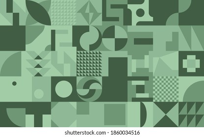 Geometric artwork design with simple shapes and figures. Abstract pattern graphics with geometrical forms and elements. Perfect for web banner, business presentation, branding package, fabric print.