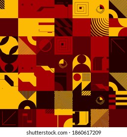 Diseño de arte geométrico con formas y figuras simples. Gráficos de patrones abstractos con formas y elementos geométricos. Perfecto para banner web, presentación de negocios, paquete de marca, impresión de tela.