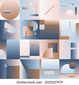 Geometric artwork design with simple shapes and figures. Abstract pattern graphics with geometrical forms and elements. Perfect for web banner, business presentation, branding package, fabric print.