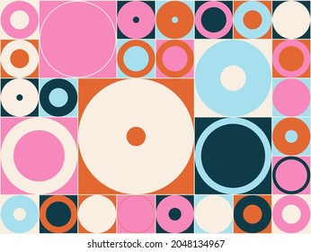 Geometric artwork design with simple shapes and figures. Abstract pattern graphics with geometrical forms and elements. Perfect for web banner, business presentation, branding package, fabric print.