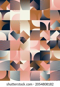 Diseño de arte geométrico con formas y figuras simples. Gráficos de patrones abstractos con formas y elementos geométricos. Perfecto para banner web, presentación de negocios, paquete de marca, impresión de tela.