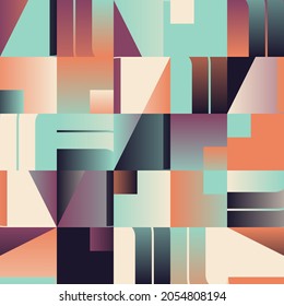 Geometric artwork design with simple shapes and figures. Abstract pattern graphics with geometrical forms and elements. Perfect for web banner, business presentation, branding package, fabric print.