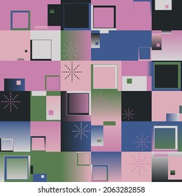 Geometrisches Kunstwerk mit einfachen Formen und Figuren. Abstrakte Mustergrafiken mit geometrischen Formen und Elementen. Perfekt für Web-Banner, Business-Präsentation, Branding-Paket, Stoffdruck.
