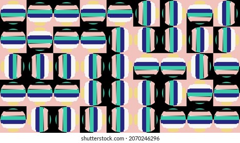 Geometric artwork design with simple shapes and figures. Abstract pattern graphics with geometrical forms and elements. Perfect for web banner, business presentation, branding package, fabric print.