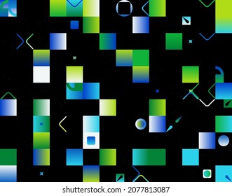 Geometric artwork design with simple shapes and figures. Abstract pattern graphics with geometrical forms and elements. Perfect for web banner, business presentation, branding package, fabric print.