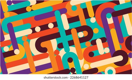 Geometric artwork poster with simple shapes and images. Abstract vector pattern design.