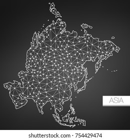 Geometric Asia Continent, Dark Version, clean design, easy to customize template