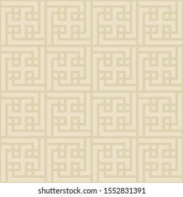 Geometric asian monochrome seamless vector pattern including traditional korean or chinese motive with typical lines and elements