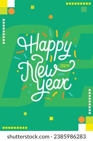 Geometric Asian New Year Festival 2024 Sparkle Greeting Card Design: Modern Abstract Vector Illustration for Festive Celebration