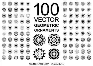 Geometric asian ornament set. Vector isolated symbols