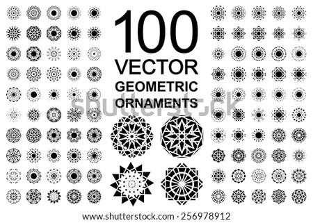 Geometric asian ornament set. Vector isolated symbols