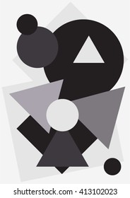 Geometric asymmetrical grey abstract pattern background, monochrome geometric texture