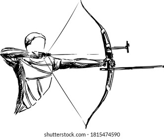 geometric athlete archer with bow. Boy Archer Gamer