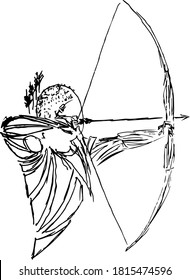 geometric athlete archer with bow. Boy Archer Gamer