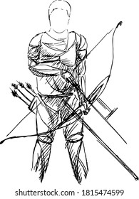 geometric athlete archer with bow. Boy Archer Gamer