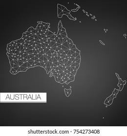 Geometric Australia Continent, Dark Version, clean design, easy to customize template