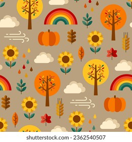 Geometric autumn elements pattern design for thanksgiving celebration.