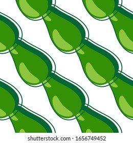 Geometrisches Avocado nahtloses Muster auf weißem Hintergrund. Vegetarisches gesundes Essen im Hintergrund. Design für Stoff, Stoffdruck, Wickelpapier, Küchentextilien. Vektorillustration