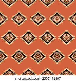 Geométrico, asteca, étnica, padrão contínuo, tapete, vetor, azulejo, tecido, design de ilustração 