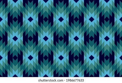 Geometric Aztec ikat seamless pattern. Indian fabric carpet ornament native boho mandalas African American textile decoration wallpaper. Ethnic patterns embroidery vector illustrations background .