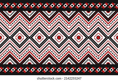 geometric Aztec patten. Mosaic on the tile. African Moroccan pattern. Ethnic carpet. Majolica. Ancient interior. Asian rug. Tribal vector ornament. textile. black and red Ethnic patterns. native