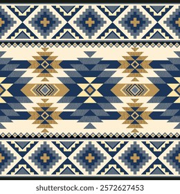 Geometric Aztec seamless pattern. Native American South Western. Warming tone color design. Vector seamless pattern for background, wallpaper, wrapping paper, carpet, embroidery.