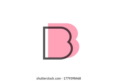 icono del logotipo de la letra del alfabeto de la línea negra geométrica B rosa para la compañía. Diseño de línea simple para empresas y empresas