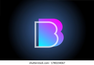 geometric B pink blue line alphabet letter logo icon for company. Simple line design for business and corporate