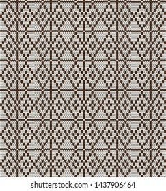 Geometric backdrop. Seamless decorative background. Knitted pattern for sweater, scarf or socks. Jacquard weave. Wallpaper or cover. Illustration