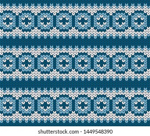 Geometric backdrop. Seamless decorative background. Jacquard weave. Knitted pattern for sweater, socks. Illustration