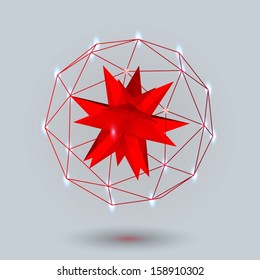 Geometric background 3d geometric abstract art geometric lines vector illustration red